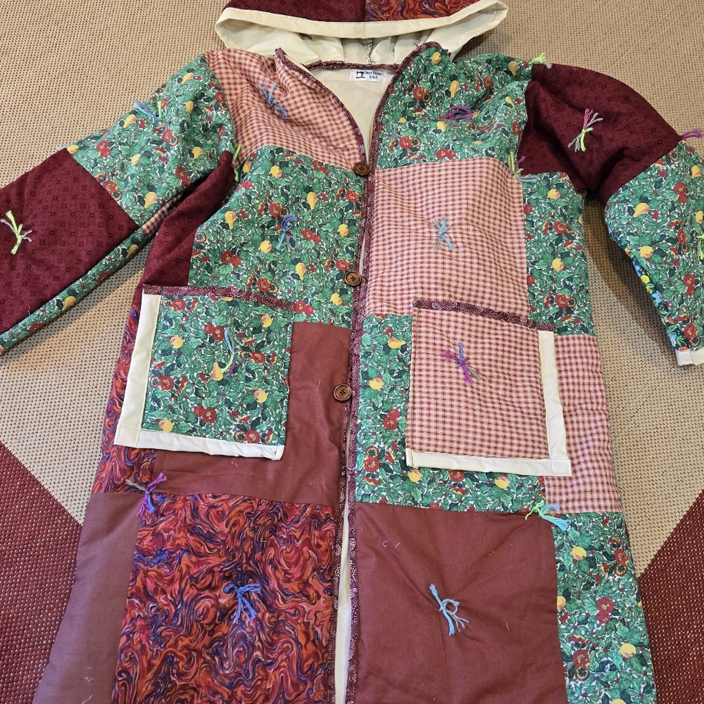 Upcycled Quilt Blanket Coat L-XL Handmade Patch Don't Throw It Out - Picture 4 of 6